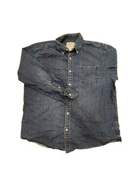 Vintage St Johns Bay Flannel Shirt Mens XL Blue Geometric Dots Spots Button Down